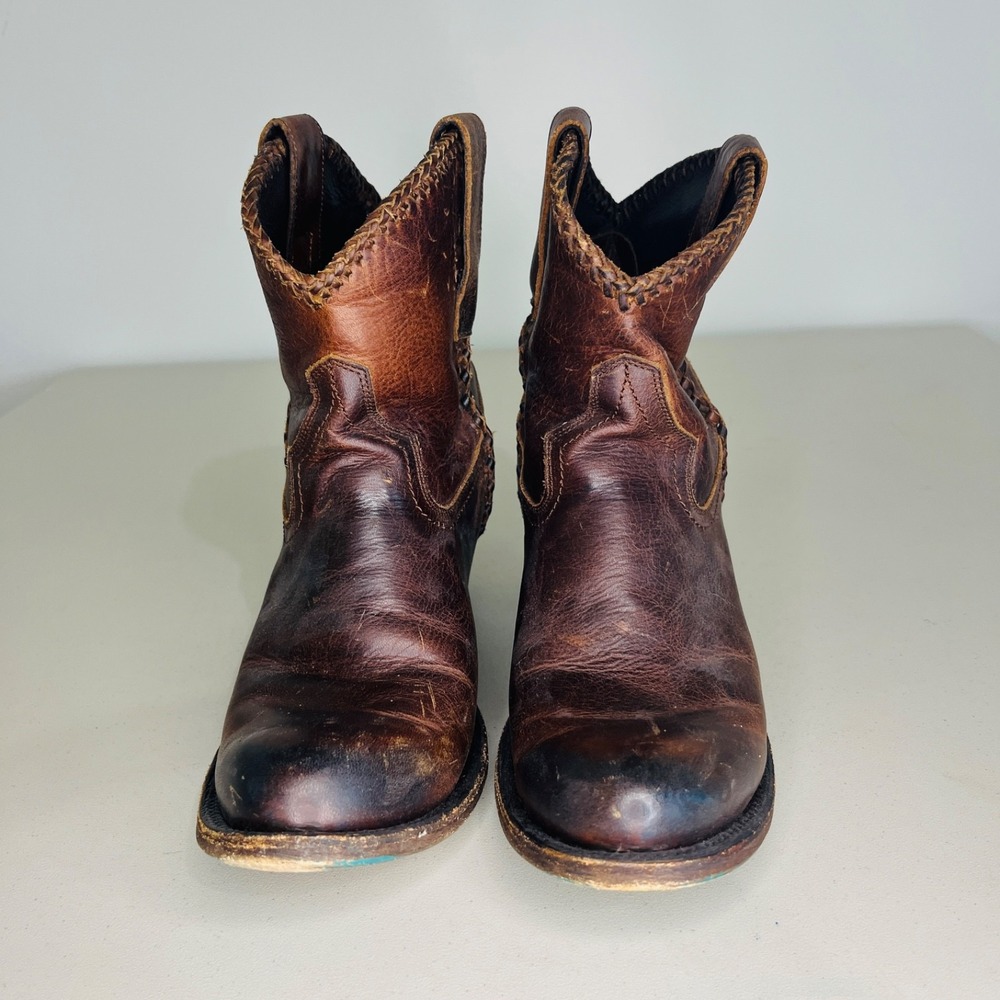 Lane PLAIN JANE Cowgirl size 8 /2 Western Brown Shorty Boots Rustic